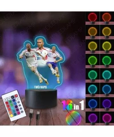 Lampka Nocna 3D LED LAMP z Nadrukiem Zinedine Zidane