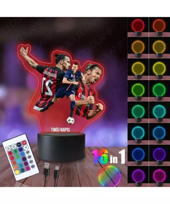 Lampka Nocna 3D LED LAMP z Nadrukiem Zlatan Ibrahimowić