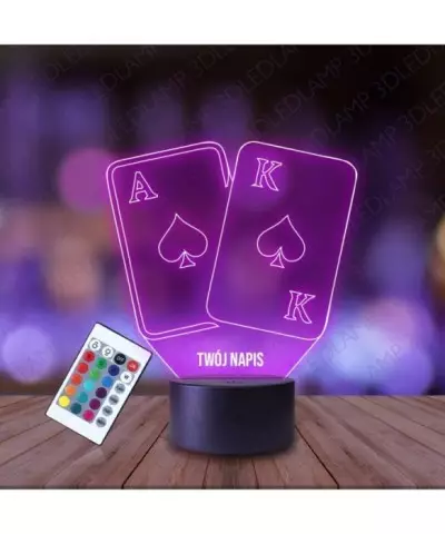 Lampka Nocna 3D LED LAMP Karty Poker