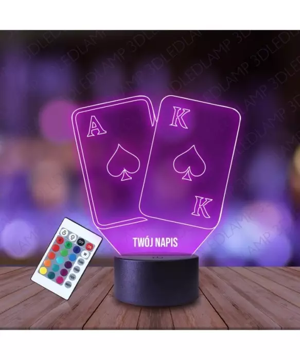 Lampka Nocna 3D LED LAMP Karty Poker