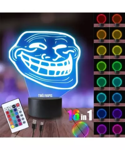 Lampka Nocna 3D LED LAMP Memy Mem Trollface