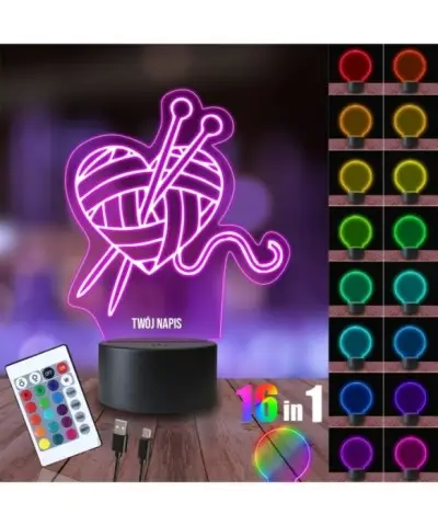 Lampka Nocna 3D LED LAMP Szydełkowanie Pasja