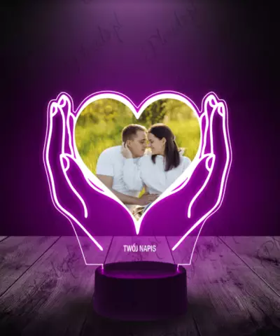 Lampka LED 3D Plexido Prezent na Walentynki Serce w Dłoniach - 2