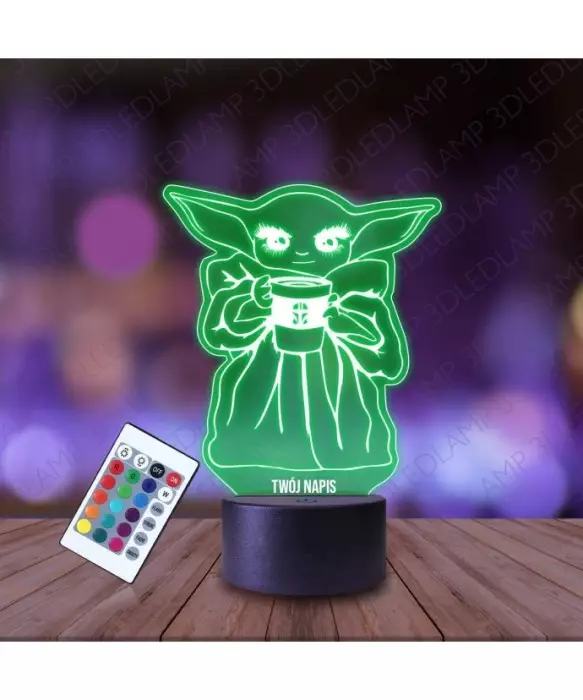 Lampka Nocna 3D LED LAMP Yoda Rzęsy Mem