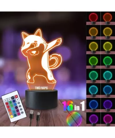 Lampka Nocna 3D LED LAMP Shiba Inu Mem