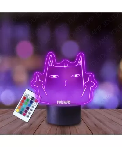 Lampka Nocna 3D LED LAMP Kot Środkowe Palce Mem