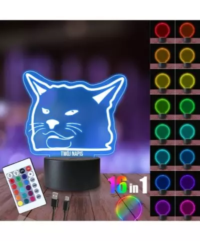 Lampka Nocna 3D LED LAMP Kot Sałatka Mem