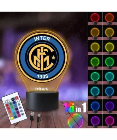 Lampka Nocna 3D LED LAMP z Nadrukiem Inter Mediolan