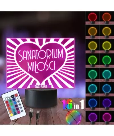 Lampka Nocna 3D LED LAMP Sanatorium Miłości