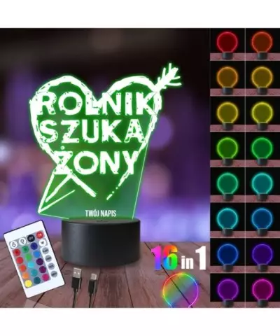 Lampka Nocna 3D LED LAMP Rolnik Szuka Żony