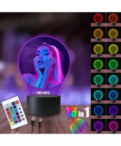 Lampka Nocna 3D LED LAMP z Nadrukiem Ariana Grande