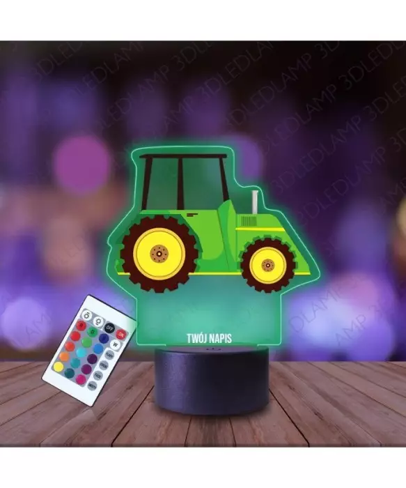 Lampka Nocna 3D LED LAMP z Nadrukiem Zielony Traktorek