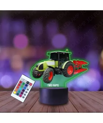 Lampka Nocna 3D LED LAMP z Nadrukiem Traktor z Pługiem