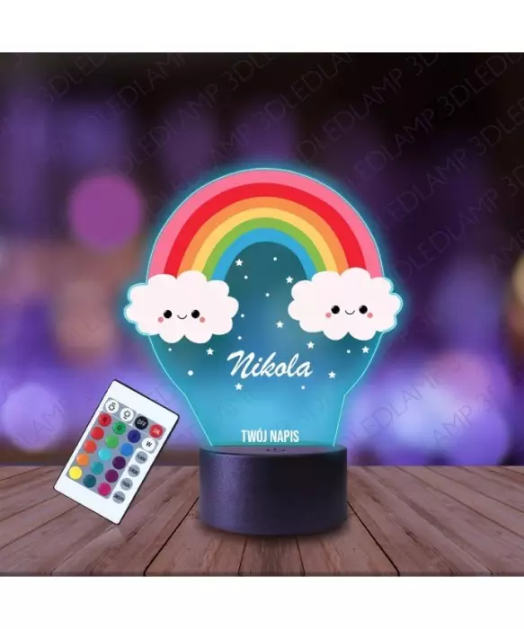 Lampka Nocna 3D LED LAMP z Nadrukiem Tęcza Chmurki