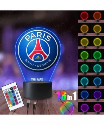 Lampka Nocna 3D LED LAMP z Nadrukiem Paris Saint-Germain