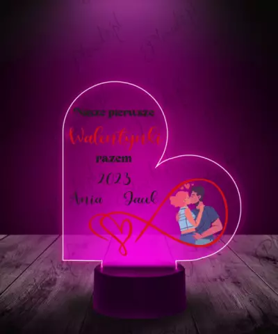 Lampka LED 3D Plexido Prezent na Walentynki Nieskończoność Serce - 1