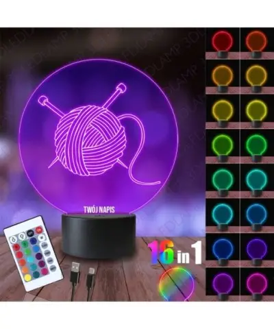 Lampka Nocna 3D LED LAMP Włóczka Szydełkowanie