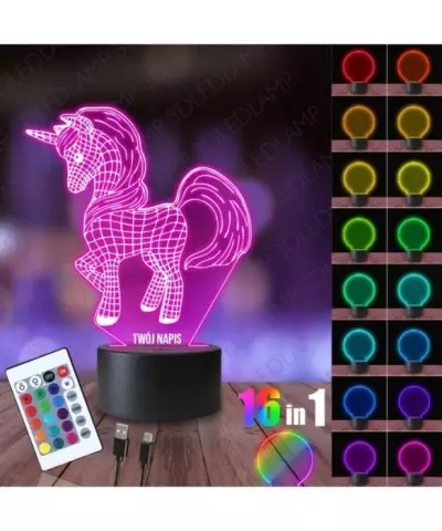 Lampka Nocna 3D LED LAMP Mały Jednorożec