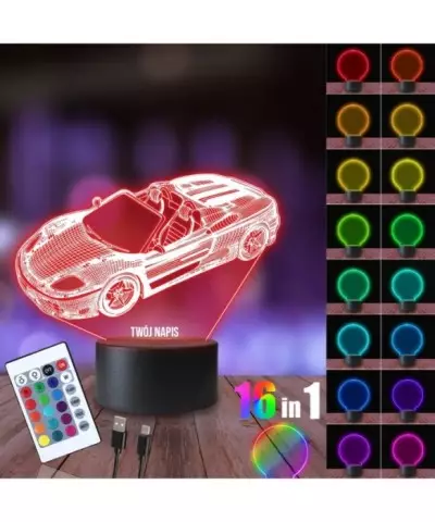 Lampka Nocna 3D LED LAMP Samochód Porsche Cabrio