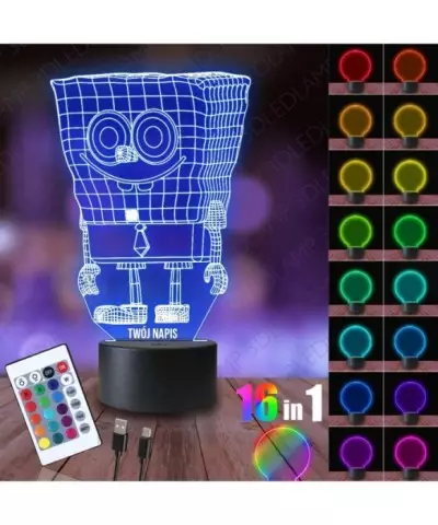Lampka Nocna 3D LED LAMP Spongebob Krawat