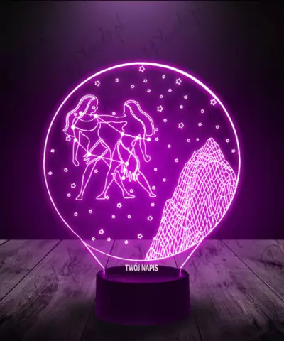 lampka_led_3d_plexido_bliźnięta_znaki_zodiaku