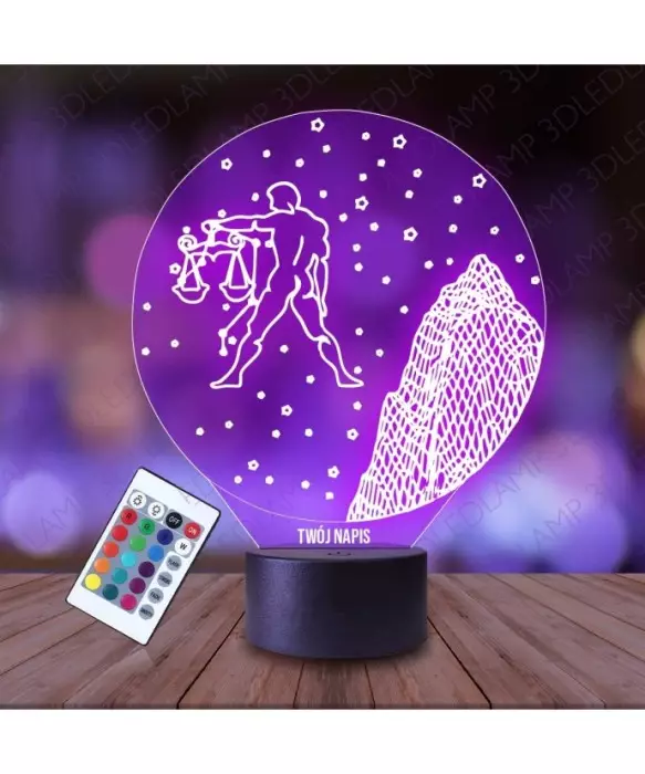 Lampka Nocna 3D LED LAMP Waga Znak Zodiaku