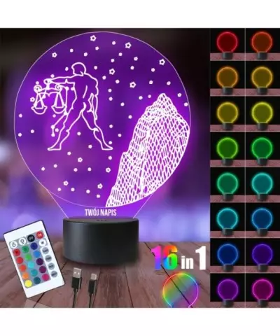 Lampka Nocna 3D LED LAMP Waga Znak Zodiaku