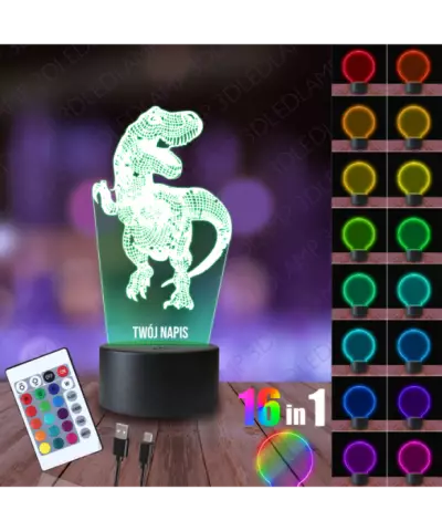 Lampka Nocna 3D LED LAMP Dinozaur T-REX