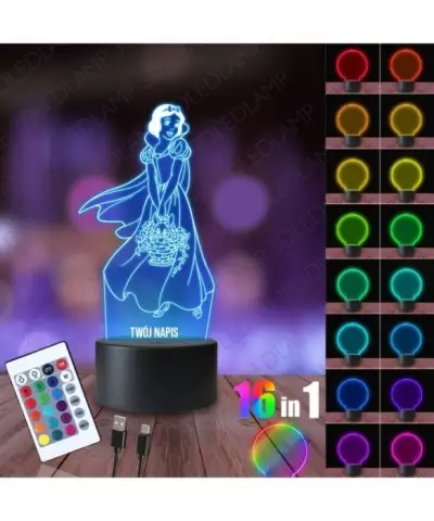 Lampka Nocna 3D LED LAMP Księżniczka Śnieżka