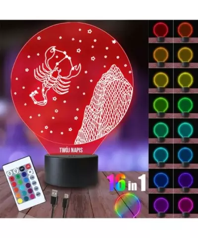 Lampka Nocna 3D LED LAMP Skorpion Znak Zodiaku