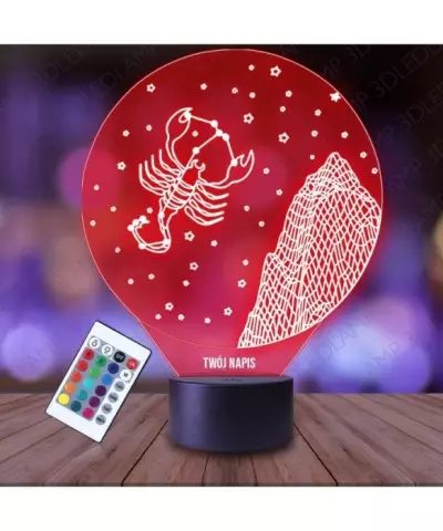Lampka Nocna 3D LED LAMP Skorpion Znak Zodiaku