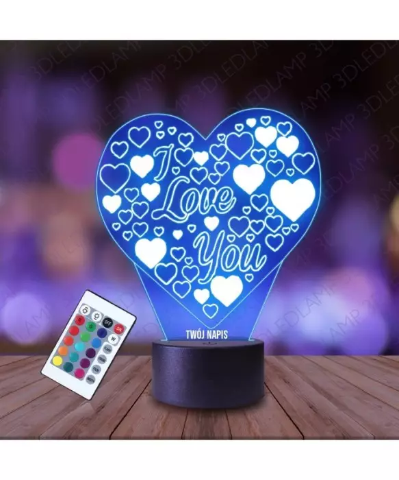 Lampka Nocna 3D LED LAMP Prezent na Walentynki Love Serce Serca
