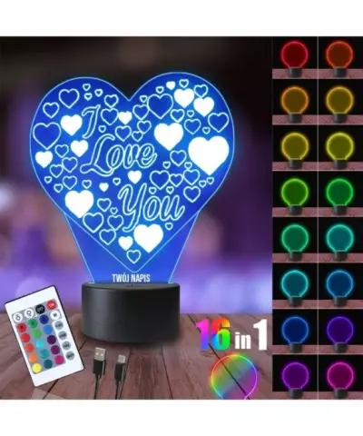 Lampka Nocna 3D LED LAMP Prezent na Walentynki Love Serce Serca