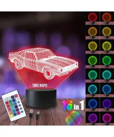 Lampka Nocna 3D LED LAMP Auto Cadillac