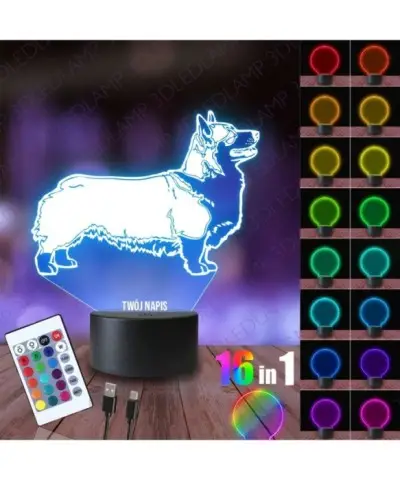 Lampka Nocna 3D LED LAMP Pies Corgi