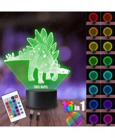 Lampka Nocna 3D LED LAMP Dinozaur Stegozaur