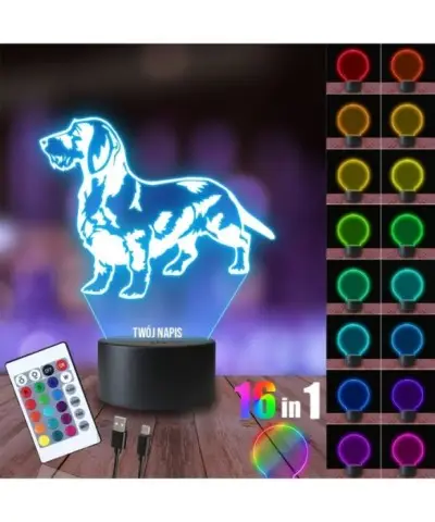 Lampka Nocna 3D LED LAMP Jamnik Długowłosy