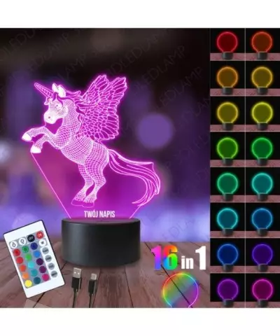 Lampka Nocna 3D LED LAMP Pegaz Skrzydlaty