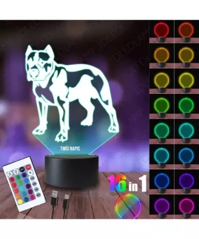 Lampka Nocna 3D LED LAMP Pitbull Pies