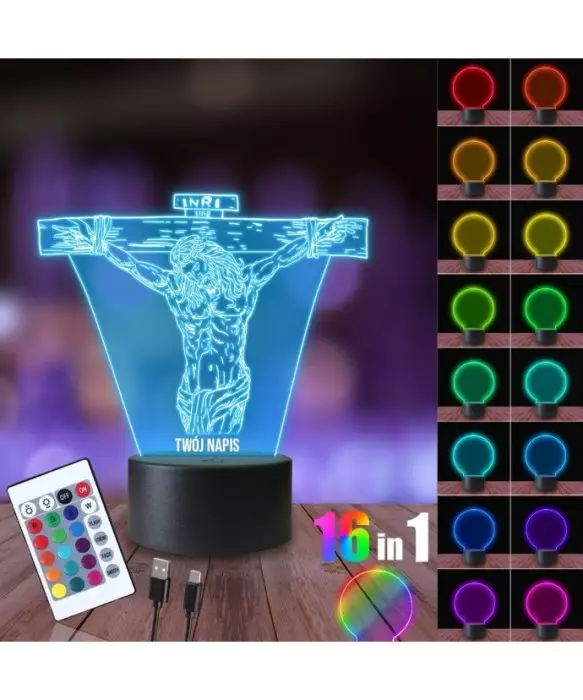 Lampka Nocna 3D LED LAMP Jezus Ukrzyżowany