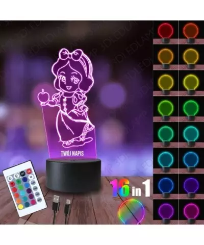 Lampka Nocna 3D LED LAMP Królewna Śnieżka Bajka