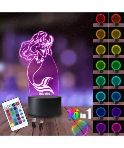 Lampka Nocna 3D LED LAMP Mała Syrenka Arielka
