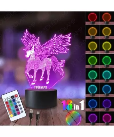 Lampka Nocna 3D LED LAMP Pegaz Magiczne Skrzydła