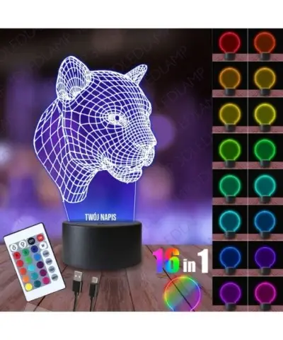 Lampka Nocna 3D LED LAMP Pantera Jaguar