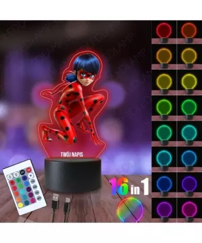 Lampka Nocna 3D LED LAMP z Nadrukiem Miraculum Biedronka