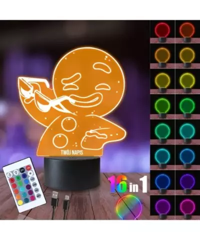 Lampka Nocna 3D LED LAMP Ciastek Okulary