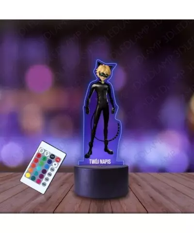 Lampka Nocna 3D LED LAMP z Nadrukiem Miraculum Czarny Kot