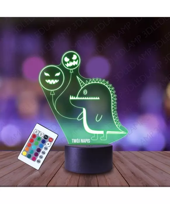 Lampka Nocna 3D LED LAMP Dinozaur z Balonami