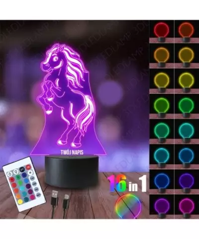 Lampka Nocna 3D LED LAMP Koń Kucyk