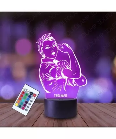 Lampka Nocna 3D LED LAMP Prezent na Dzień Kobiet Girl Power